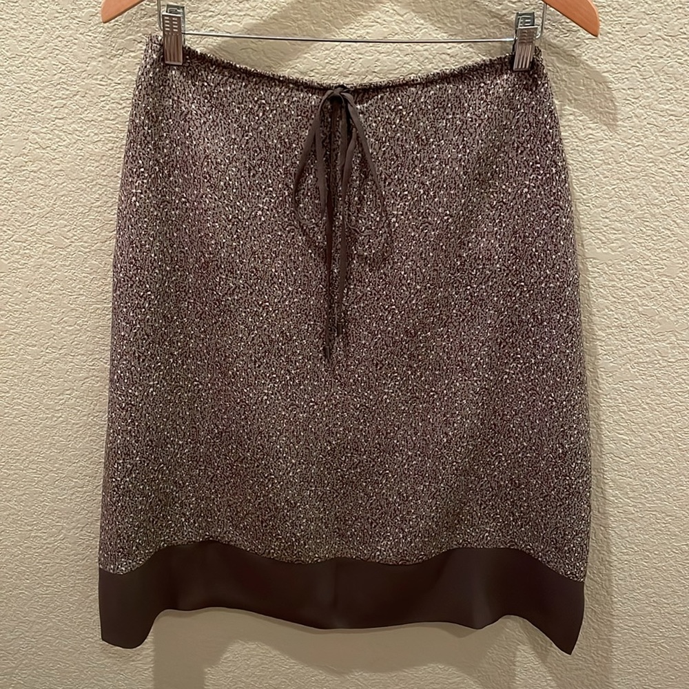 Calvin Klein lined silk skirt, drawstring waist w/tie, size 12, side pockets